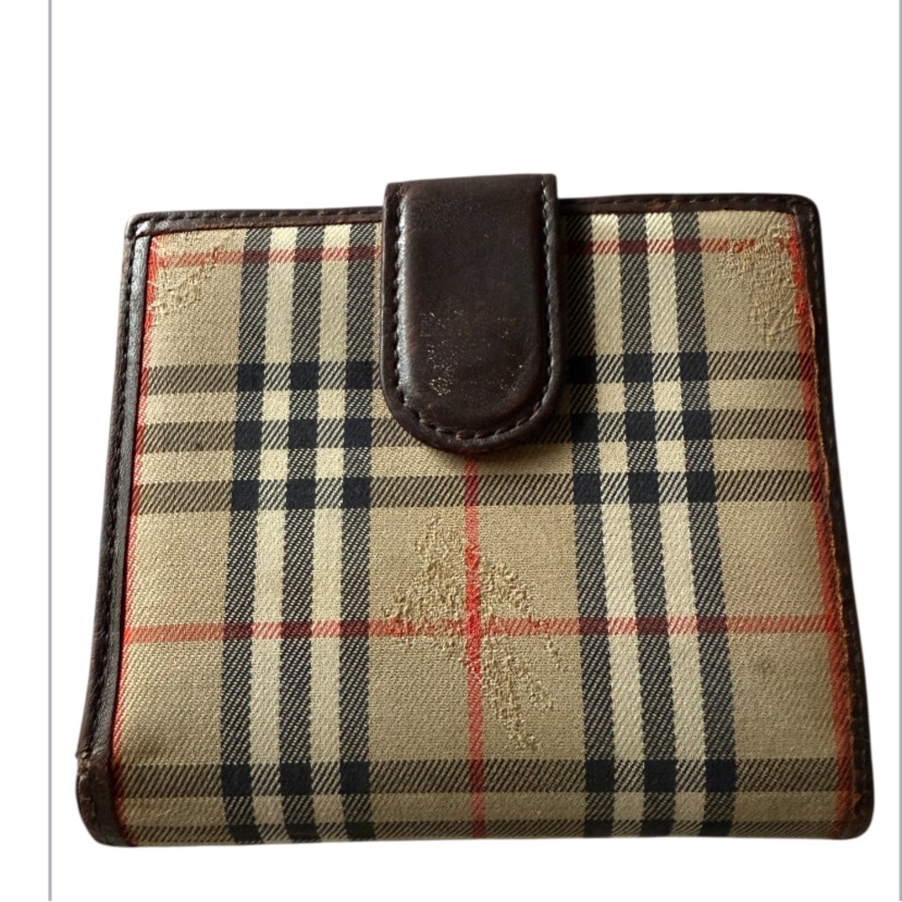 Burberry Beige and Red Plaid Wallet. Good condition